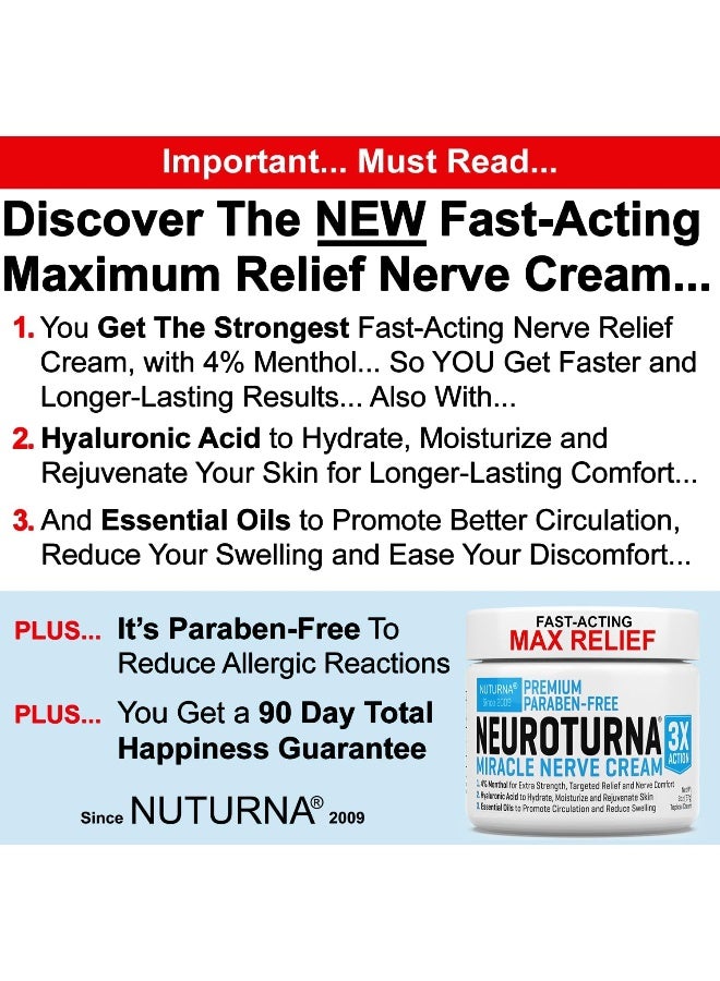 Nuturna Neuropathy Cream - Maximum Strength Relief Cream for Feet, Hands, Legs, Toes, Support - Large 4 oz Ultra Strength Arnica, MSM, Menthol, Soothing, Fast-Acting - Image 2